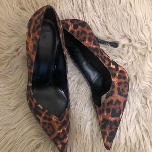 Bershka Pointed Toe Leopard Heels